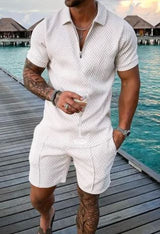Men's Casual Short Sleeve Lapel Shirt And Shorts Set
