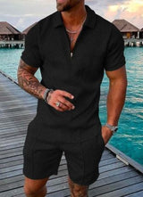 Men's Casual Short Sleeve Lapel Shirt And Shorts Set