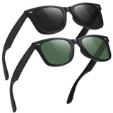 MEETSUN Polarized Sunglasses for Men Classic Retro Sun Glasses for Driving Fishing UV Protection 2 Pack Matte Black Frame Grey Lens + Green Lens