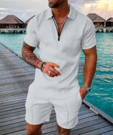 Men's Casual Short Sleeve Lapel Shirt And Shorts Set