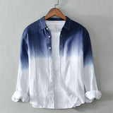 Linen Gradient Long Sleeve Shirt for Men