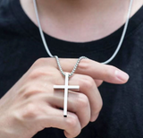 Titanium Steel Glossy Cross Necklace for Men