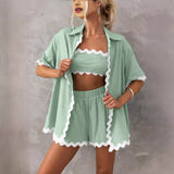 2024 New Women's Casual Loose Short Shirt Set