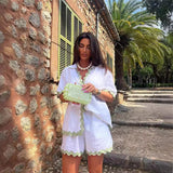2024 New Women's Casual Loose Short Shirt Set