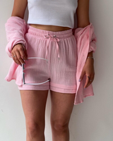 Women's Long Sleeve Shirt & Shorts Casual Two-Piece Set