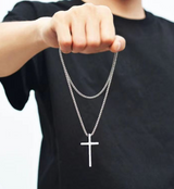 Titanium Steel Glossy Cross Necklace for Men
