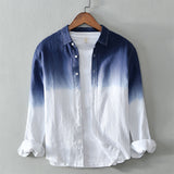 Linen Gradient Long Sleeve Shirt for Men