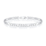 Silver Bracelet for Men, Men's Bracelet Solid 925 Sterling Silver Clasp Figaro