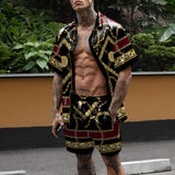 Casual Men's Short Sleeve Loose Shirt and Shorts Set