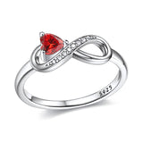 Wasee July Birthstone Ring 925 Sterling Silver Ruby Ring Heart Infinity Promise Ring for Her Birthday Anniversary Mothers Day Jewelry Gifts for WomenRing Size 5