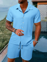 Men's Casual Summer Short Sleeve Shirt & Shorts Set