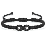 Initial Letter Bracelet for Women Men Alphabet Handmade Black Adjustable Braid Rope Heart Bracelet Jewelry Gifts for Mothers Day Mom Sister X