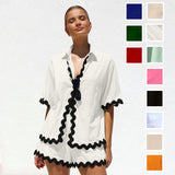 2024 New Women's Casual Loose Short Shirt Set