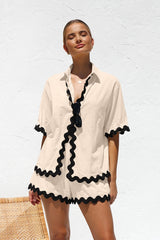 2024 New Women's Casual Loose Short Shirt Set