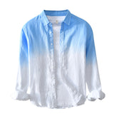 Linen Gradient Long Sleeve Shirt for Men