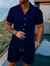 Men's Casual Summer Short Sleeve Shirt & Shorts Set
