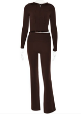 Women's High-Waist Long Sleeve Two-Piece Set