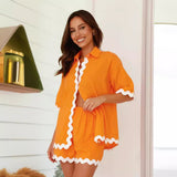 2024 New Women's Casual Loose Short Shirt Set